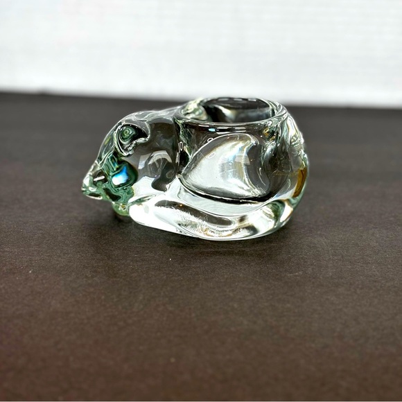 Indiana Glass Other - Vintage Indiana Glass Crystal Clear Sleeping Cat Votive Candle Tea Light Holder
